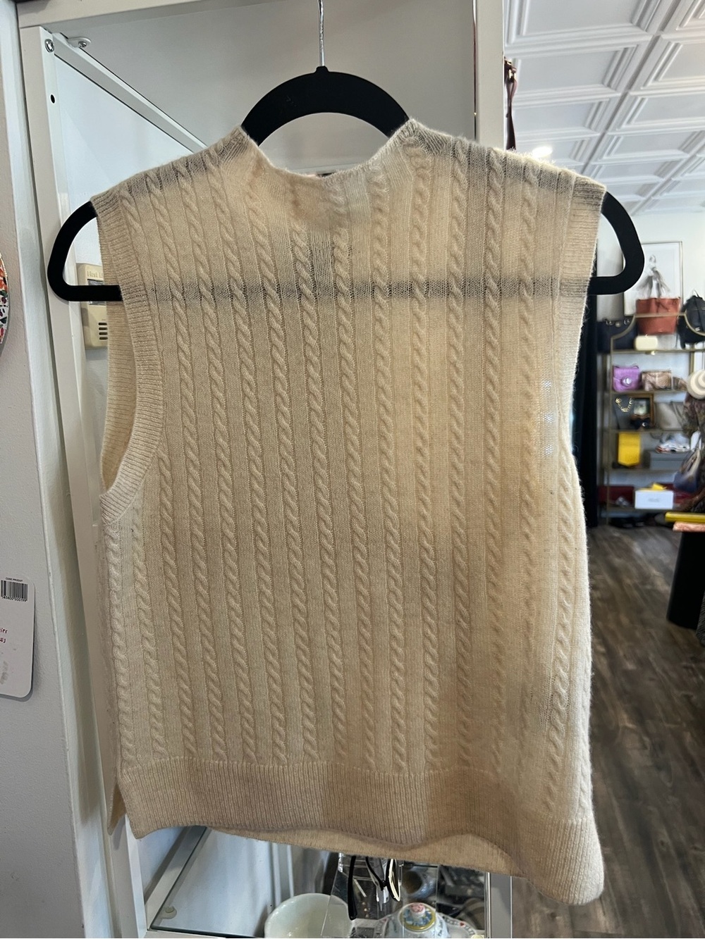 House of Harlow 1960 Cream Cable Knit Sleeveless Top